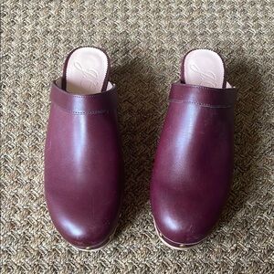Women's Burgundy Leather Mules